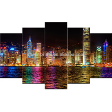 La toile de paysage de nuit de Hong Kong / L&#39;art en toile étiré / Peinture Imprimer